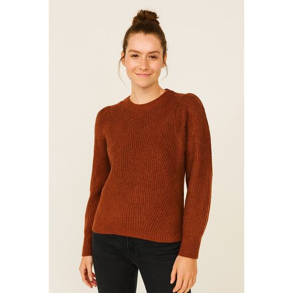 NWOT Worthington Women’s Brown Crew Neck Long Sleeve Knit Pullover Sweater Small - Picture 1 of 6